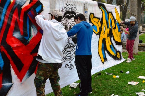 Los graffiteros realizaron su aporte al evento
