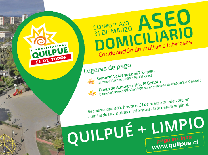 Hasta marzo se condonarán deudas por multas e intereses de derechos de aseo en Quilpué
