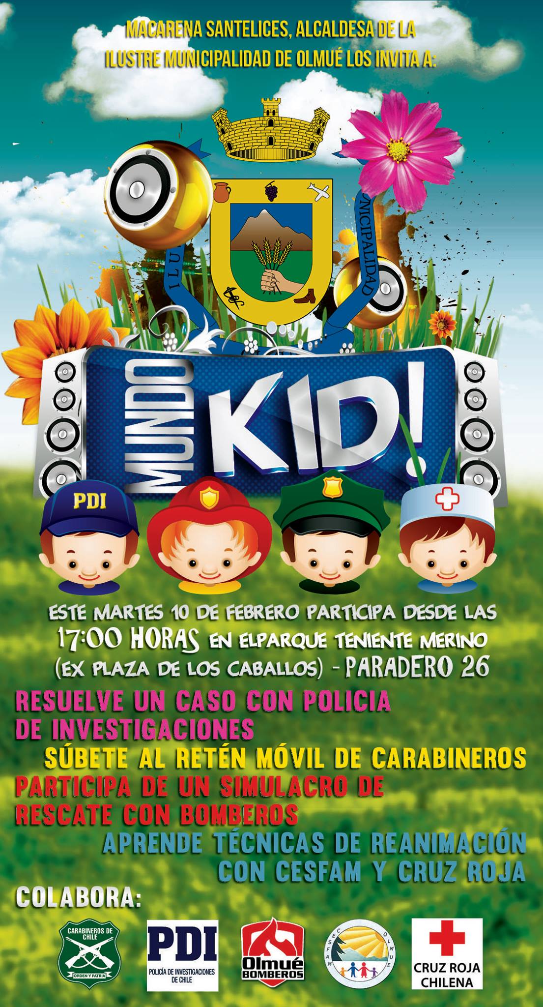 Todos los niños de Olmué invitados a participar de “Mundo Kid” en el Parque Tte. Merino, para aprender jugando diversos oficios