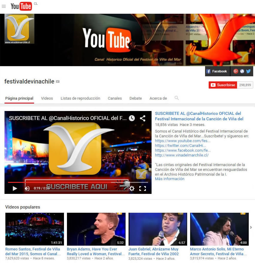 Canal histórico municipal del Festival de Viña del Mar ya tiene más de 250 millones de visitas