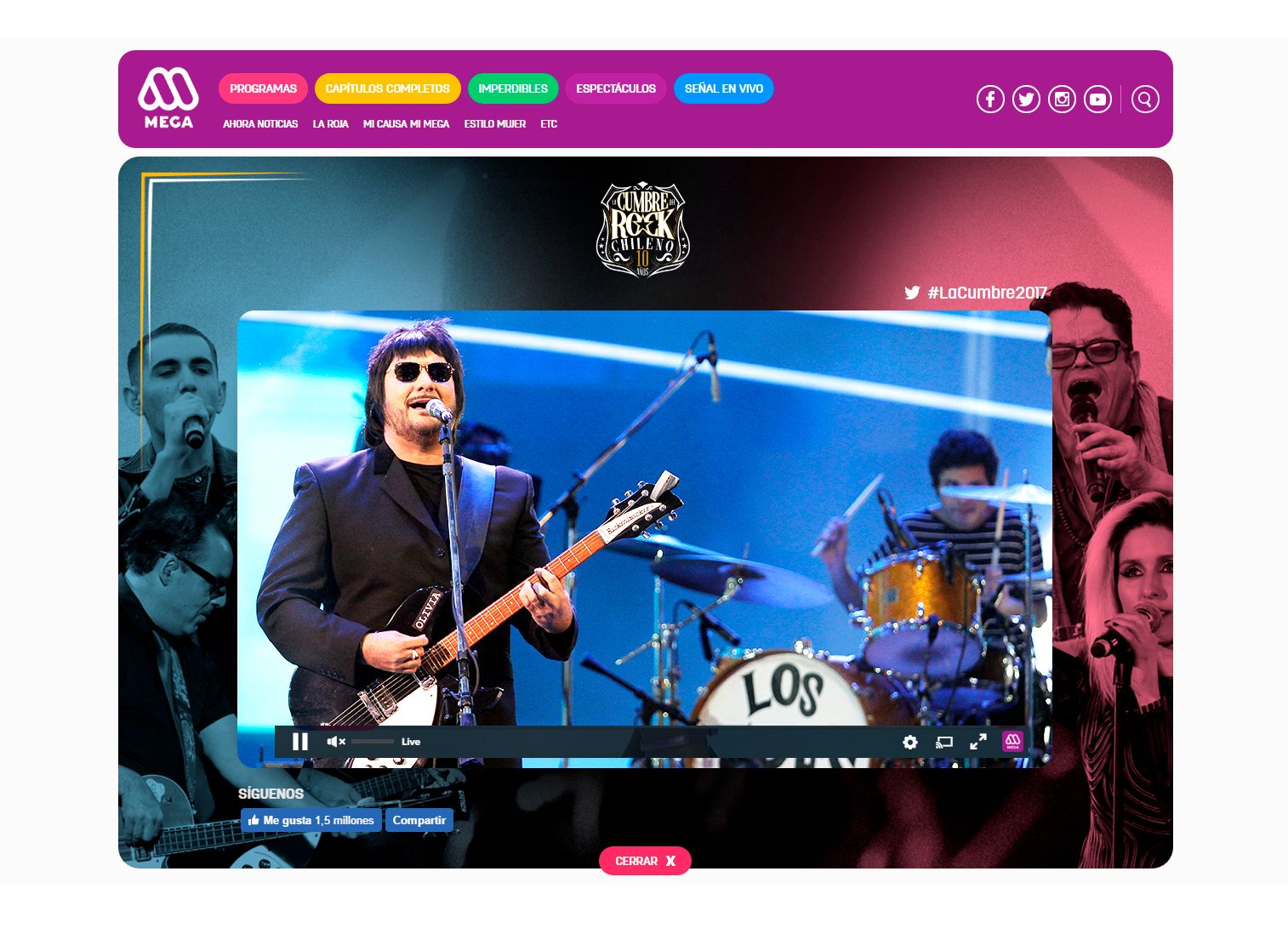 La Cumbre del Rock Chileno: Mega.cl transmitirá 14 horas de música en vivo