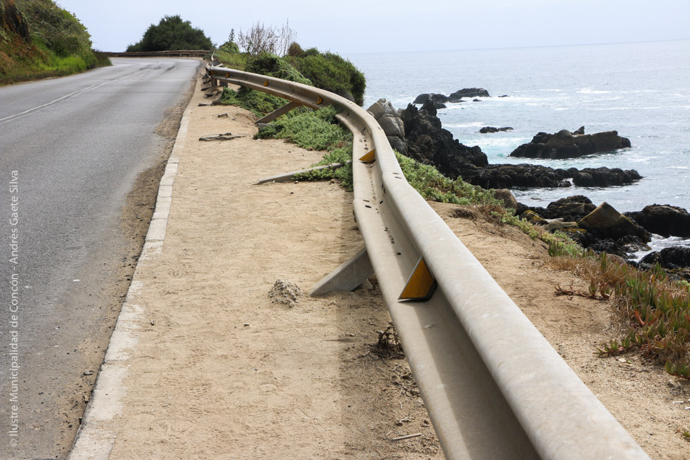 Municipalidad de Concón recibió recursos para la reposición de barreras de contención en camino costero
