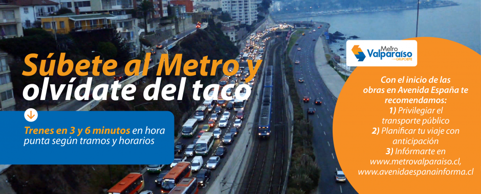 Metro Valparaíso cuenta con oferta de servicios reforzada por obras Avenida España