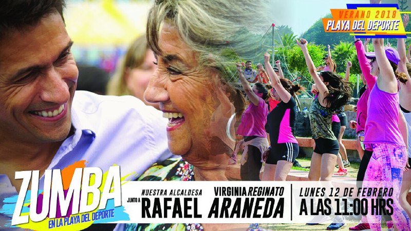 Municipio Viñamarino invita a participar la zumba junto a Rafeael Araneda en la Playa del Deporte