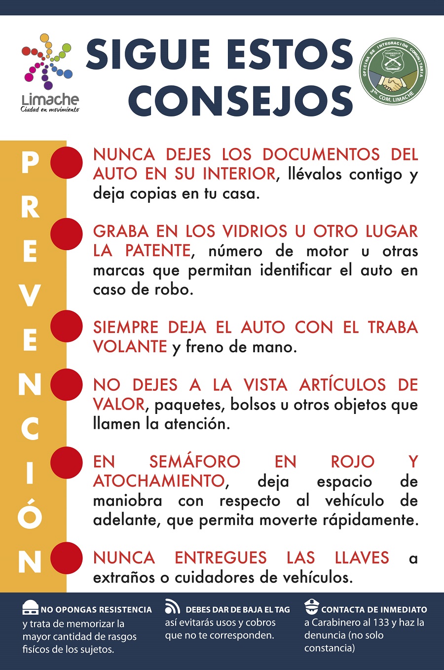 Se inicia en Limache nueva campaña para evitar robo al interior de vehículos