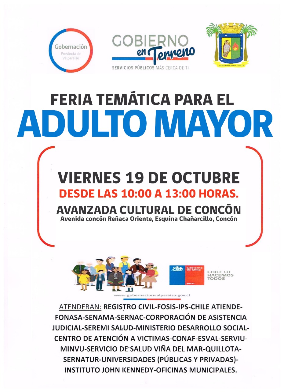 Este 19 de octubre se realizará La Feria Temática para el Adulto Mayor en Concón