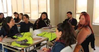 ISL Valparaíso capacita a honorarios de Villa Alemana sobre Ley 21.133. Grupo de funcionarios/as atentos con materiales.