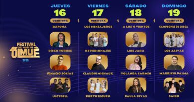 Festival Olmué 2025 (16-19 enero): Cartel con Ke Personajes (cumbia), Luis Jara (swing), Los Jaivas (rock) y humor.