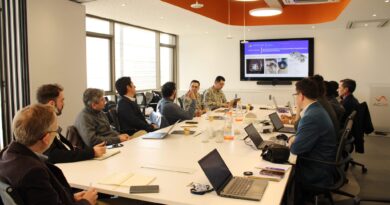 Reunión USM y FACh (AC3E) por desarrollo espacial chileno. Militares y académicos discuten satélites y espejos ópticos.