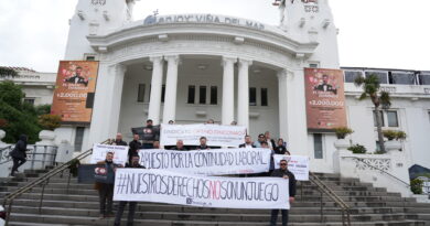 FENASICAJH protesta en Casino Viña del Mar. Exigen continuidad laboral: "Nuestros derechos no son un juego".
