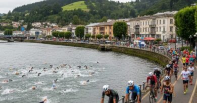 Ironman 70.3 Valdivia: Nadadores en el río Calle-Calle, ciclistas y corredores en la costanera de Valdivia.