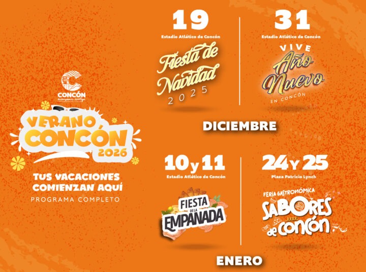 Calendario Verano Concón 2025-2026: Navidad, Año Nuevo, Fiesta Empanada, Sabores. ¡Lo tienes que vivir!