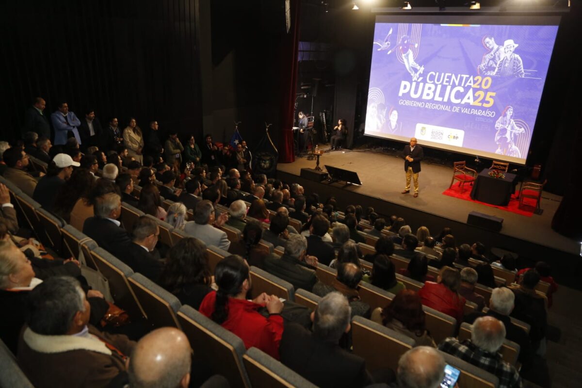 Gobernador de Valparaíso Rodrigo Mundaca rindiendo la Cuenta Pública Ciudadana de la gestión 2025.