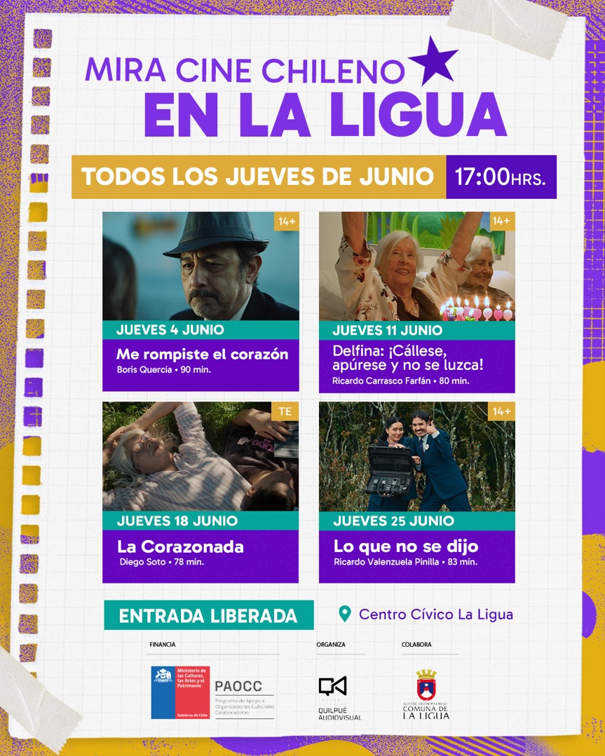 Cartelera de Mira Cine Chileno en La Ligua con la programación de junio.