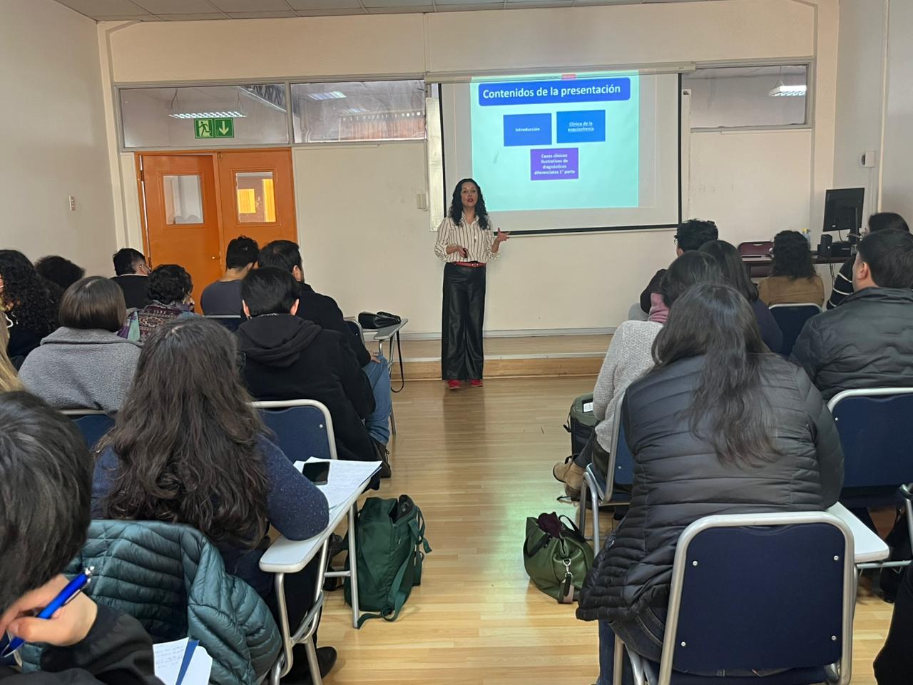 Presentación sobre esquizofrenia a un grupo de profesionales de la salud.