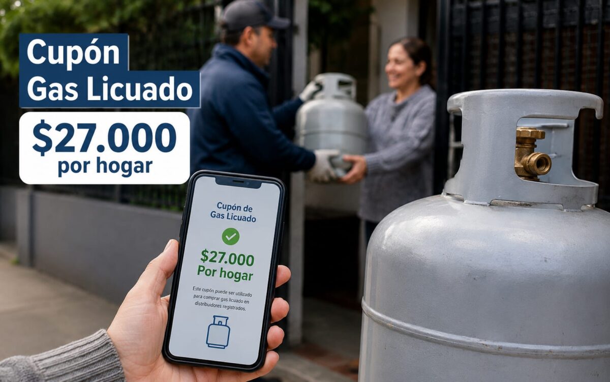 Imagen promocional del cupón de gas licuado mostrando un teléfono móvil con la aplicación y un cilindro de gas.