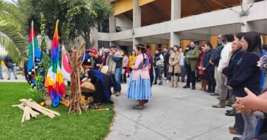 Ceremonia de Yellipun realizada por comunidades y asociaciones indígenas en el Estadio Lucio Fariña Fernández de Quillota.
