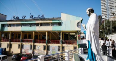 Estatua de San Pedro frente a la Caleta El Membrillo en Valparaíso.
