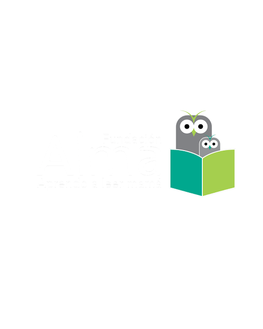 Logo de Fundación ALMA con dos búhos sobre un libro abierto.