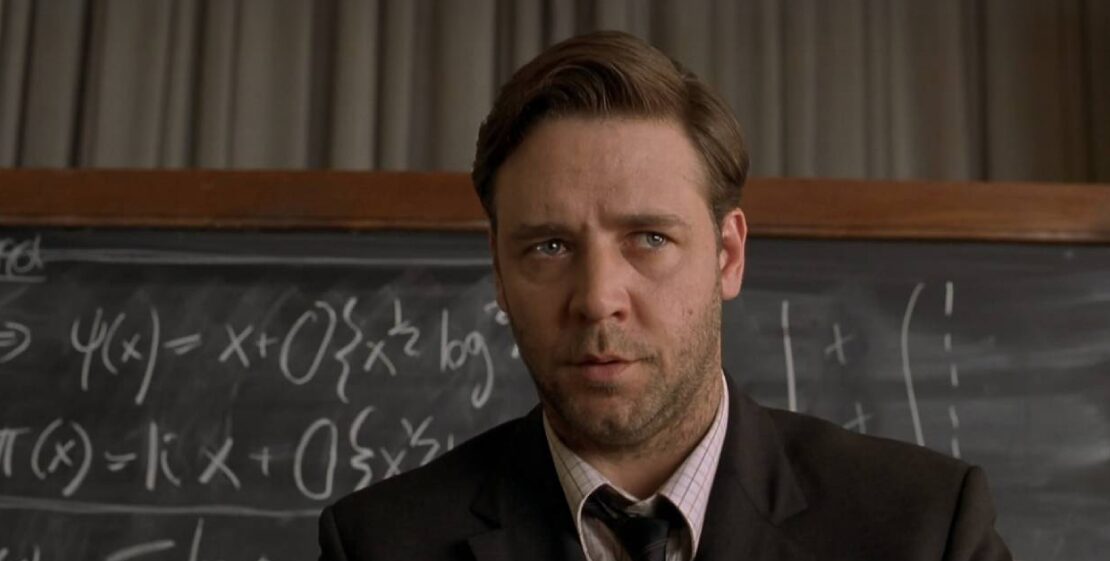 Russell Crowe como John Forbes Nash Jr. en una escena de la película