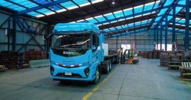 Camión 100% eléctrico de la marca SANY en las instalaciones de Codelco Ventanas.