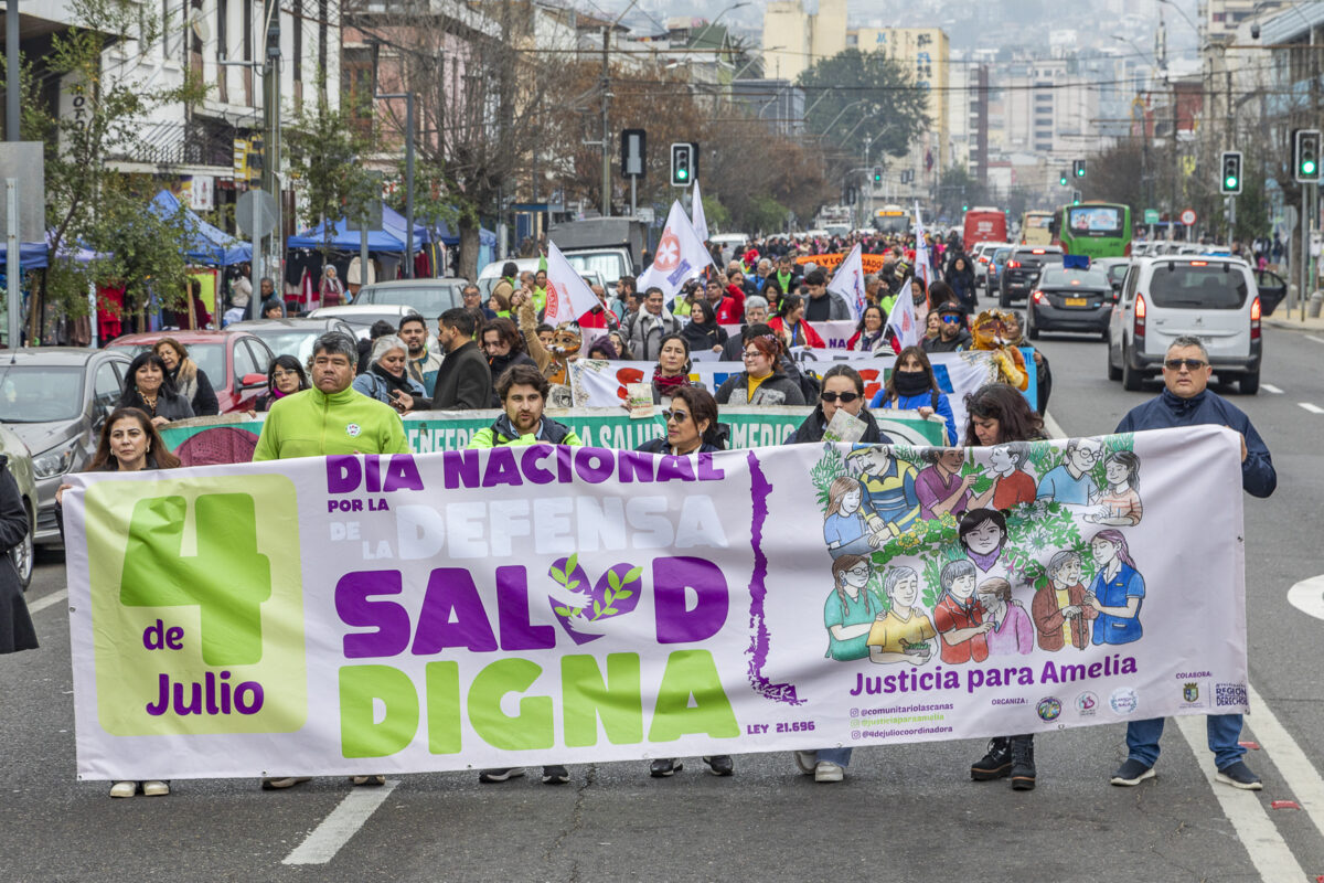 Marcha por el Día Nacional por la Defensa de la Salud Digna en Valparaíso.