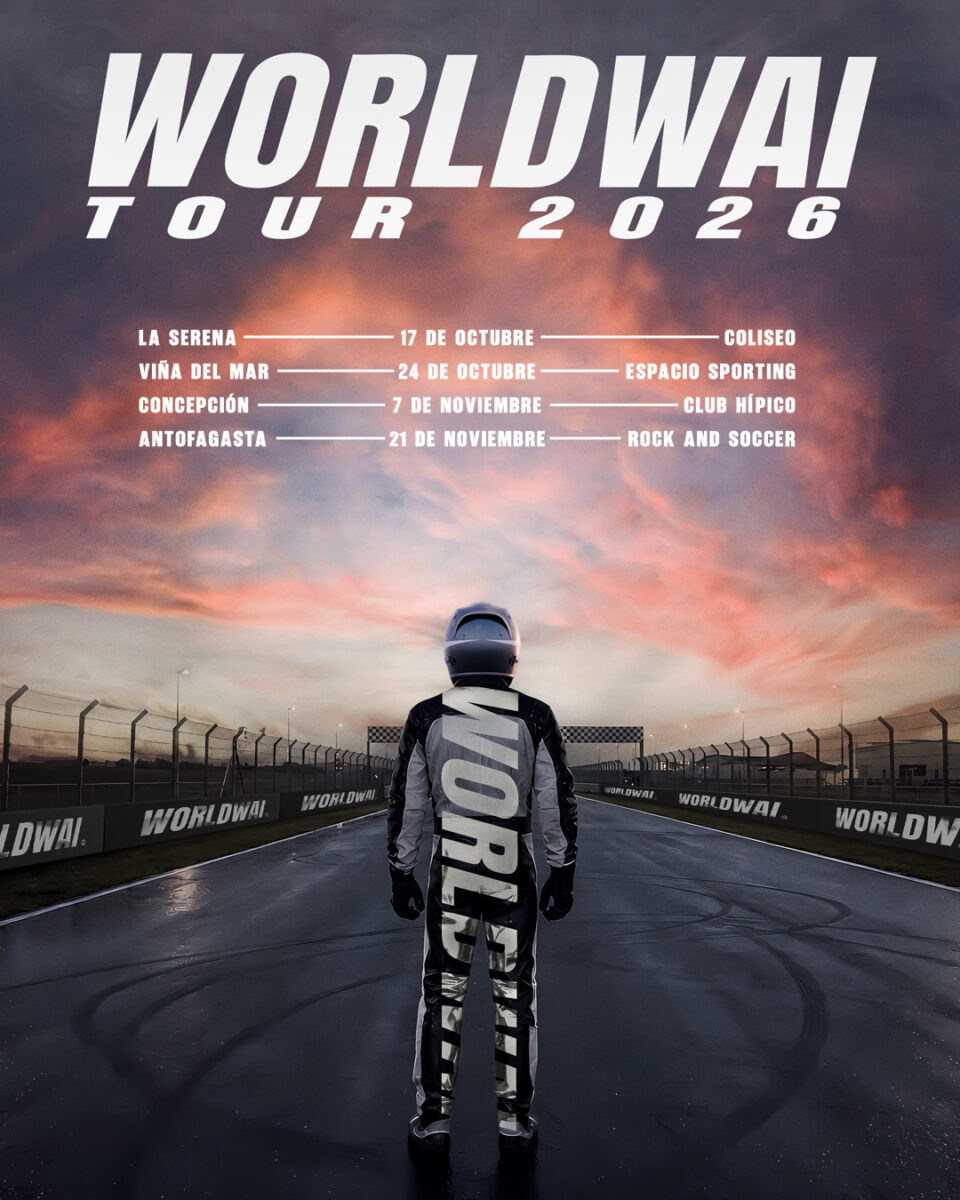 Afiche oficial del WORLDWAI Tour 2026 con las fechas y ciudades confirmadas.