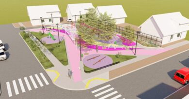 Render del diseño aéreo para el mejoramiento de la plaza en el Barrio Artificio de La Calera.