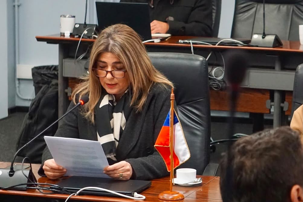 Consejera regional durante la lectura de los puntos de la sesión.