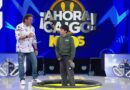 Alonso junto a Daniel Fuenzalida en el set de Ahora Caigo Kids.