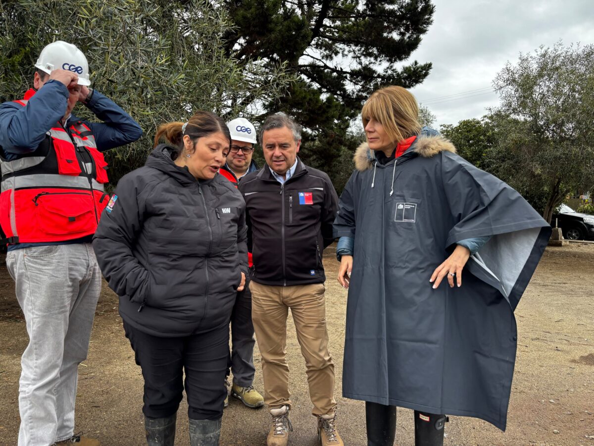 Autoridades locales y representantes de servicios evalúan los daños tras el sistema frontal en Papudo.