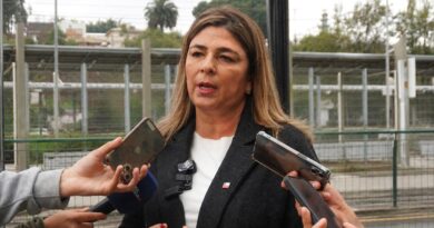 La seremi de Gobierno de Valparaíso, Rosario Pérez, entrega declaraciones a la prensa sobre la emergencia climática.
