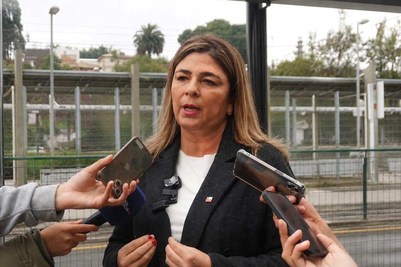La seremi de Gobierno de Valparaíso, Rosario Pérez, entrega declaraciones a la prensa sobre la emergencia climática.
