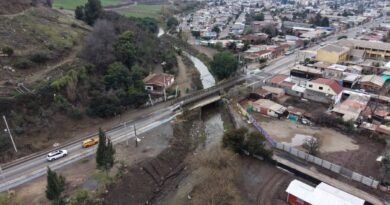 Vista aérea del actual Puente Merino en Llay Llay, donde se observa el viaducto y el entorno del cauce.
