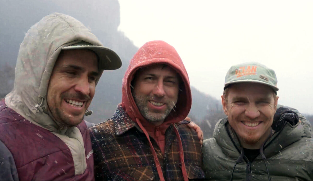 Pangal Andrade y parte del equipo de El clan durante la expedición en la Patagonia.