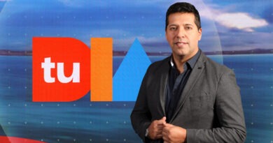 El periodista Fabián Morales en el set del programa Tu día.