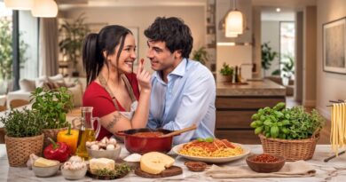 Martín Nieto junto a su coprotagonista en una escena de la teleserie Los Sabores del Amor.